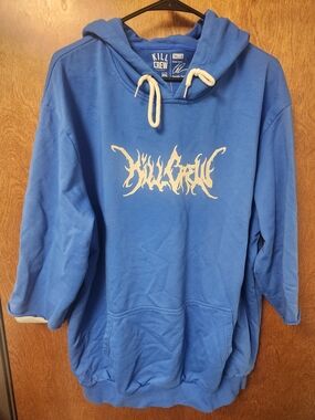 Kill Crew Porada Hoodie Cut Sleeves Blue Size XXL Gym Is My Psych Ward